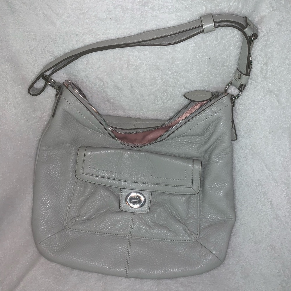 EUC authentic Coach bag. Soft gray leather.